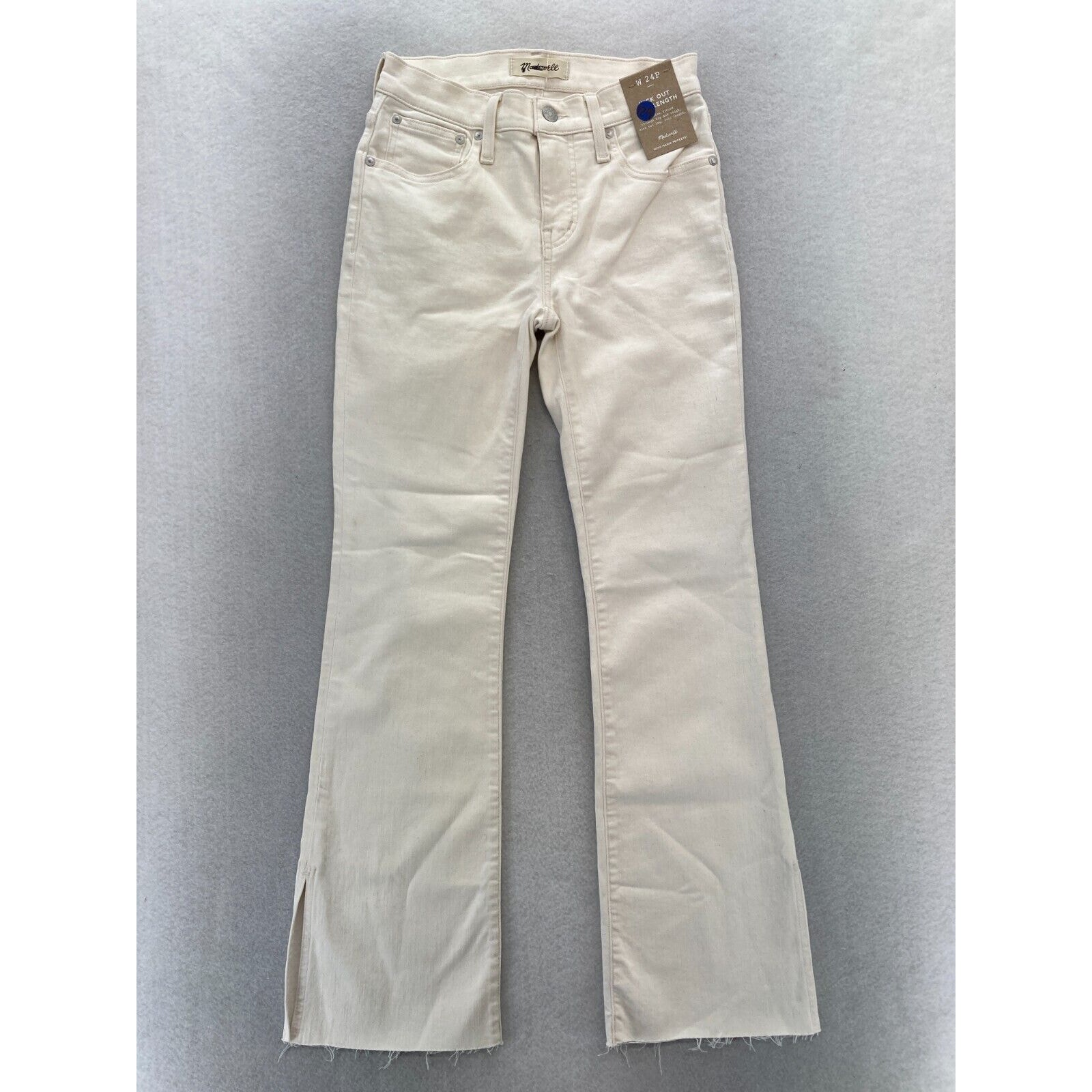 Madewell Kick Out Jeans Women's 24p Beige Stretch Denim Bootcut Full Length Nwt
